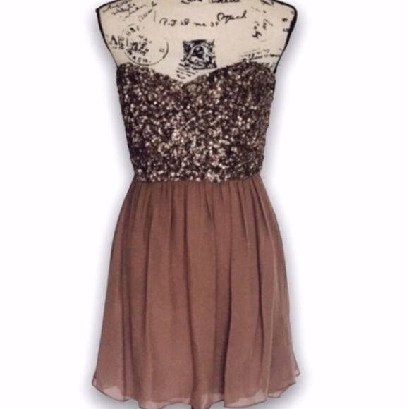Strapless Parker  sequin dress SZ S - Picture 4 of 8